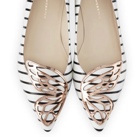 Sophia Webster Shoes - Sophia Webster Bibi Nautical Striped Skimmer Butterfly Pointed Ballet Flats